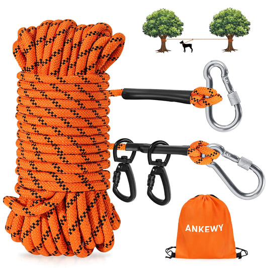 Dog Tie Out Cable for Camping 100ft Dog Runner for Yard Hold up to 350lbs Portable Dog Camping Essentials for Outside