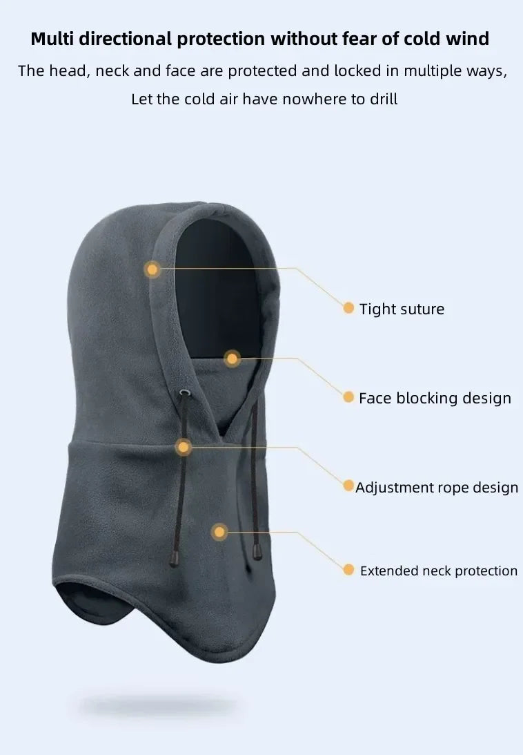 Winter Men's and Women's Hats Fashion Warm Hats Waterproof Warm Wool Balaclava Hats Hooded Neck Warm Hiking Scarves