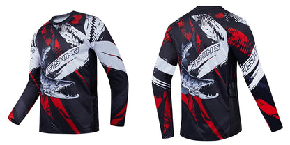 Men's outdoor fishing T-shirt, long sleeved shirt, oversized round neck 3D print, casual and fashionable