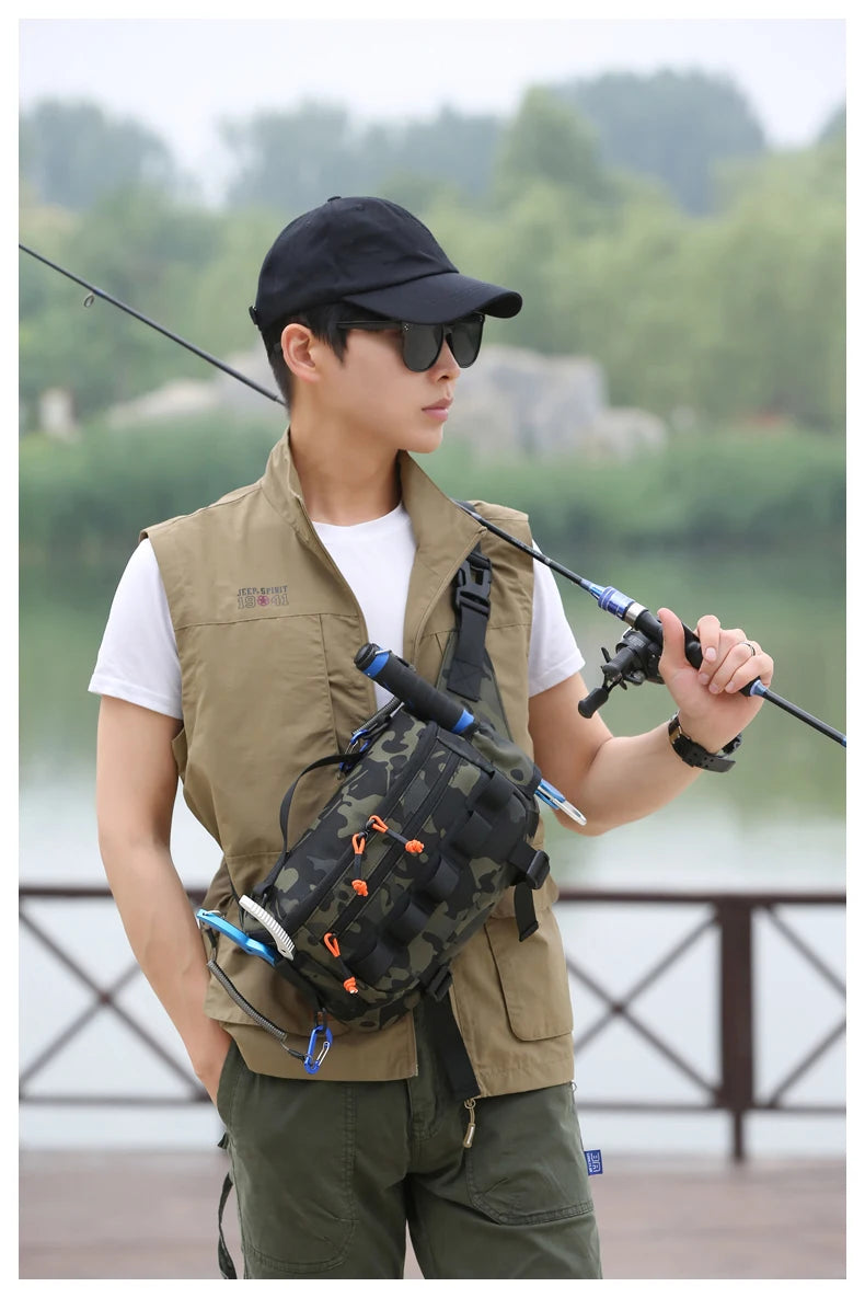 Fishing chest waist bag tactical outdoor tourism sports fishing bait bag hunting camping hiking bicycle bag mountaineering