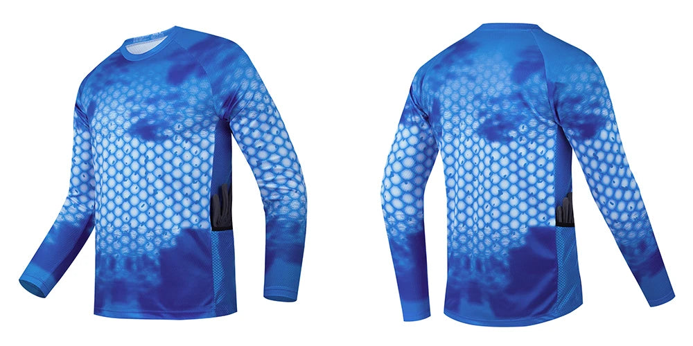 Men's outdoor fishing T-shirt, long sleeved shirt, oversized round neck 3D print, casual and fashionable