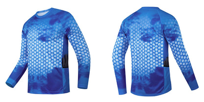 Men's outdoor fishing T-shirt, long sleeved shirt, oversized round neck 3D print, casual and fashionable