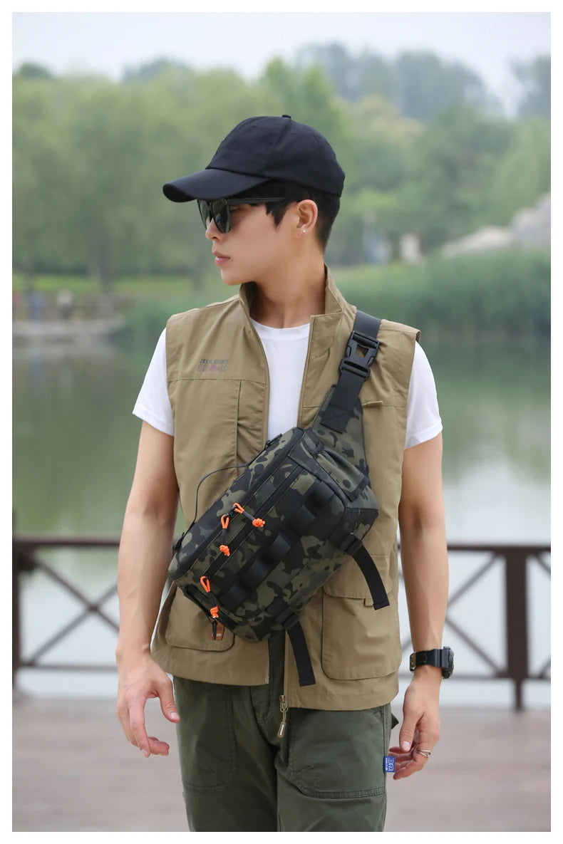 Fishing chest waist bag tactical outdoor tourism sports fishing bait bag hunting camping hiking bicycle bag mountaineering