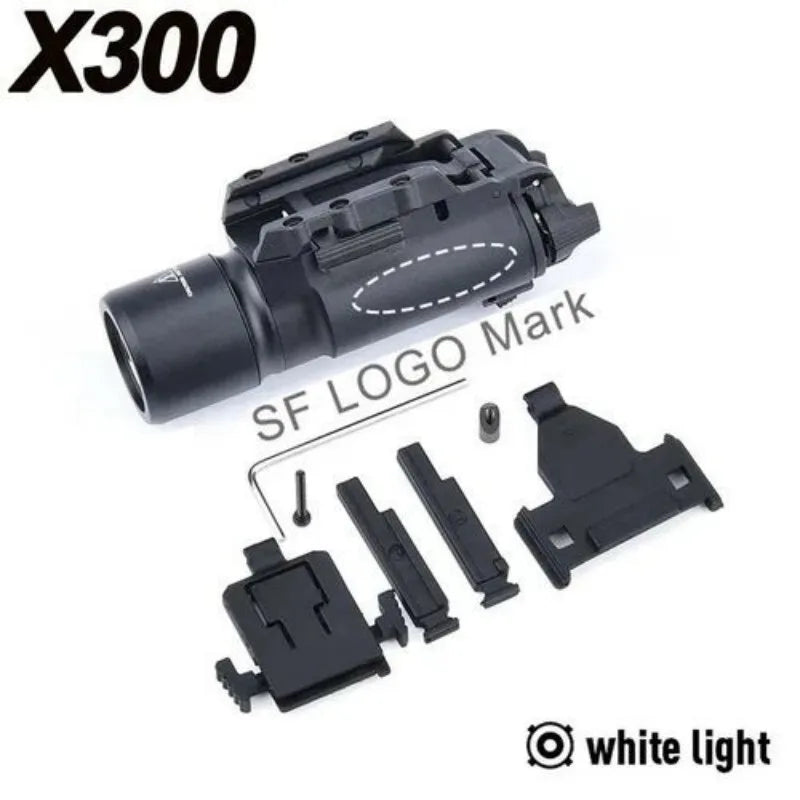 Tactical Surefir X300 X300U Ultra X300V X400 Metal Pistol Gun Strobe LED Light Fit 20mm Rail Airsoft Hanging Hunting Flashlight
