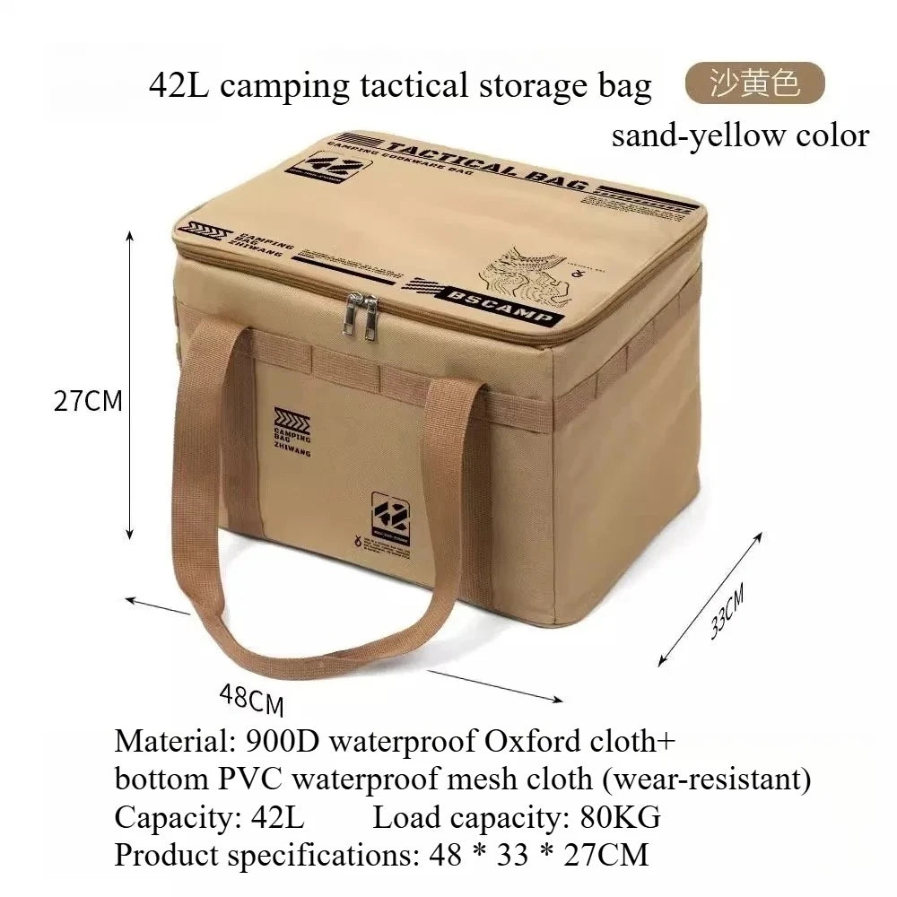 Outdoor Storage Bag 30-42L Large Capacity Folding Storage Box Picnic Camping Equipment Storage Box Portable Waterproof Handbag
