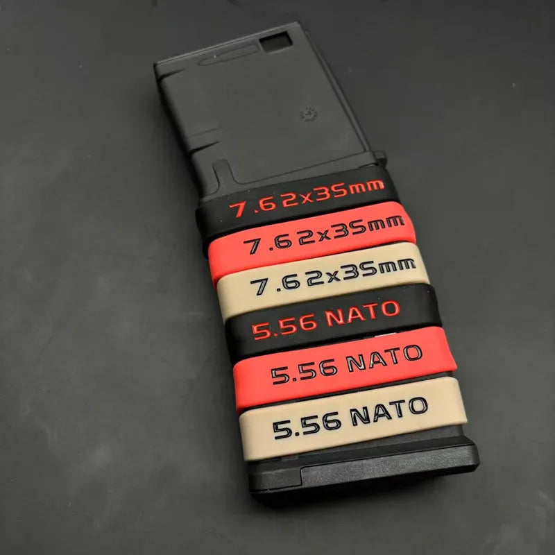 4PCS Tactical Magazine Marking Band 5.56/7.62 Magazine Marking Rubber Band for M4/M16 AR15 AK 47 74 Universal Hunting Shooting