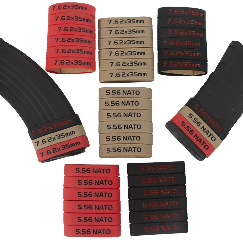4PCS Tactical Magazine Marking Band 5.56/7.62 Magazine Marking Rubber Band for M4/M16 AR15 AK 47 74 Universal Hunting Shooting