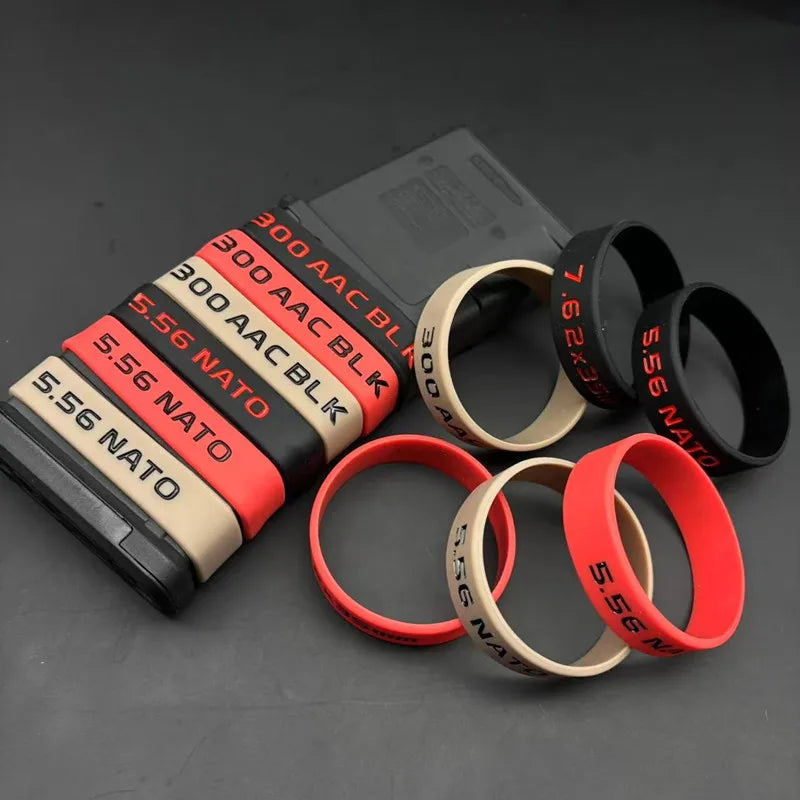 4PCS Tactical Magazine Marking Band 5.56/7.62 Magazine Marking Rubber Band for M4/M16 AR15 AK 47 74 Universal Hunting Shooting