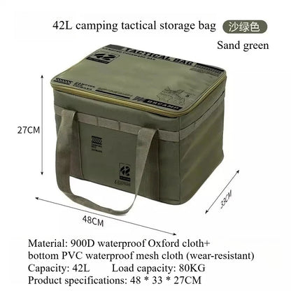 Outdoor Storage Bag 30-42L Large Capacity Folding Storage Box Picnic Camping Equipment Storage Box Portable Waterproof Handbag