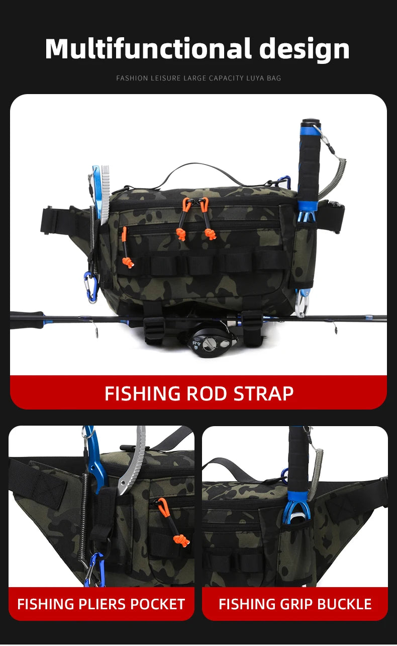Fishing chest waist bag tactical outdoor tourism sports fishing bait bag hunting camping hiking bicycle bag mountaineering