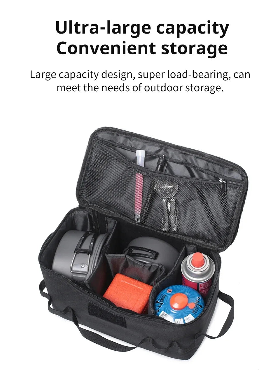 Outdoor Camping Gas Tank Storage Bag Large Capacity Ground Nail Tool Bag Gas Canister Picnic Cookware Utensils Kit Bag