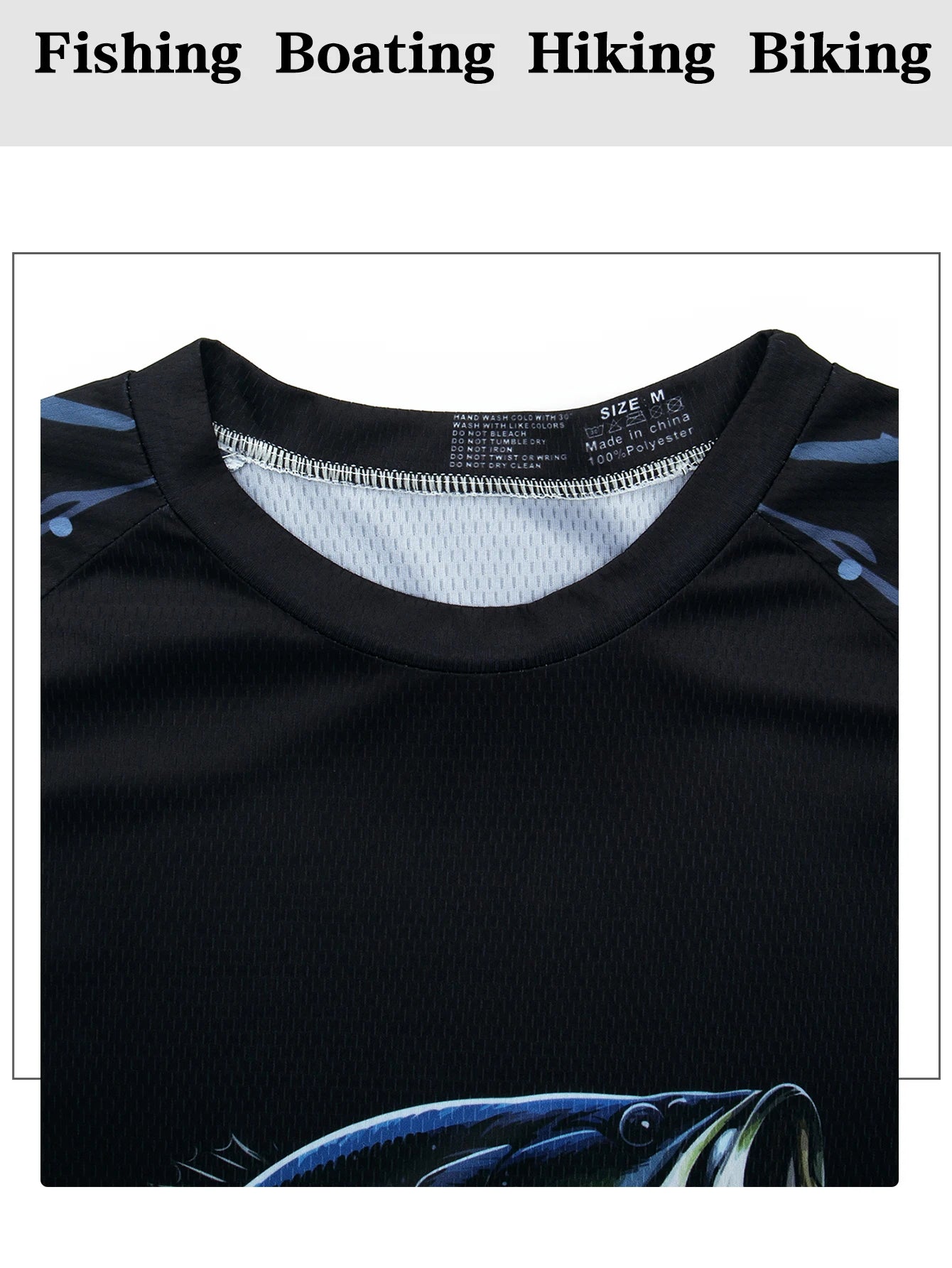 Men's outdoor fishing T-shirt, long sleeved shirt, oversized round neck 3D print, casual and fashionable