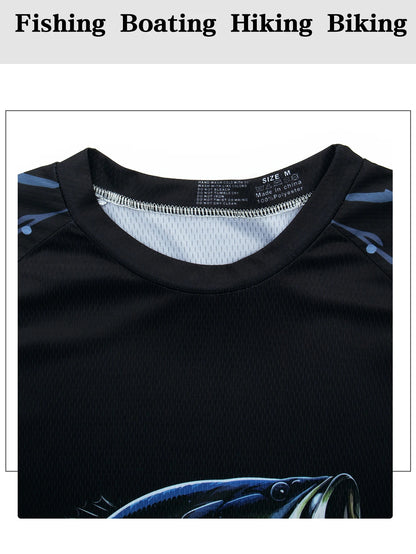Men's outdoor fishing T-shirt, long sleeved shirt, oversized round neck 3D print, casual and fashionable