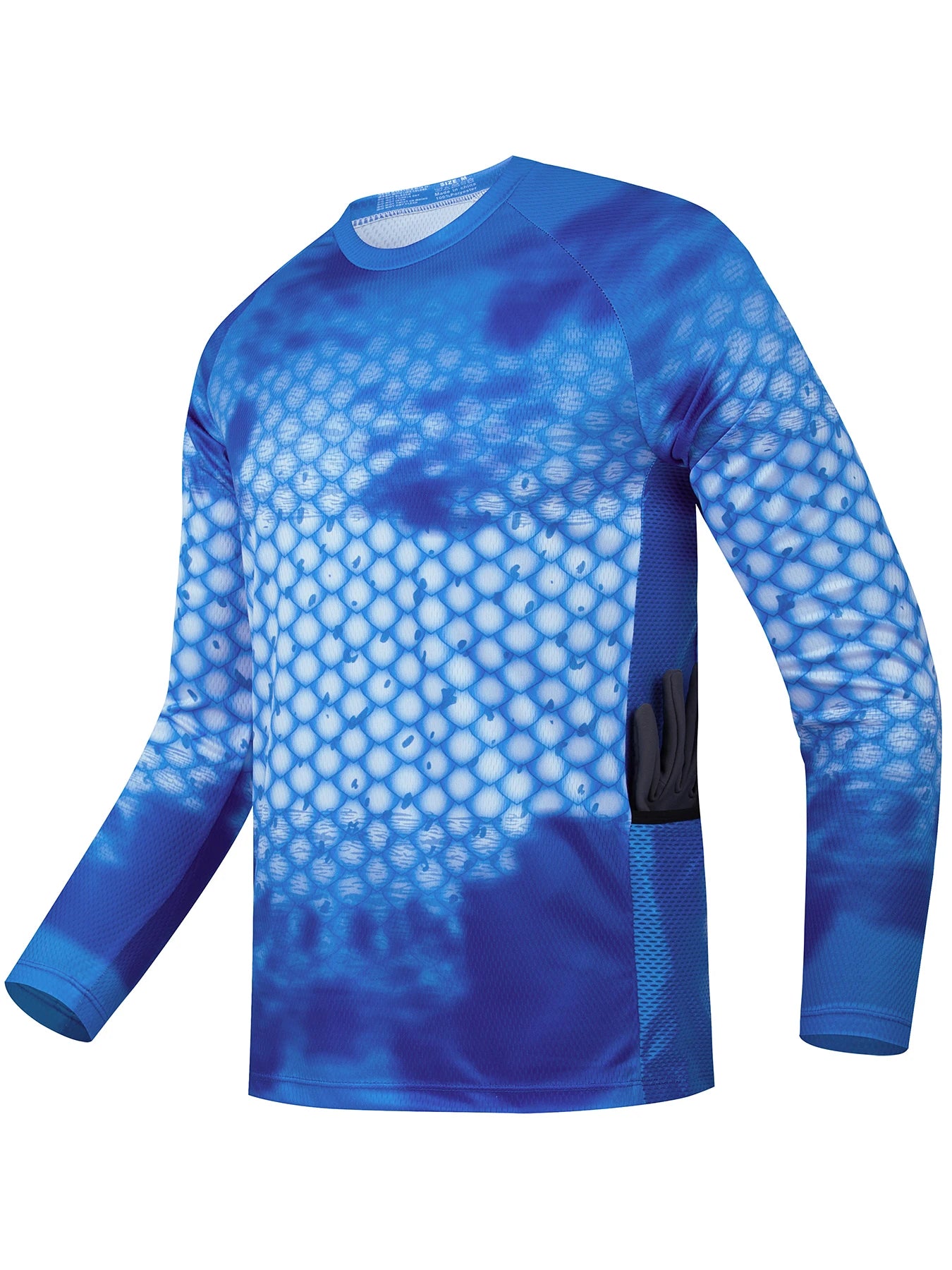 Men's outdoor fishing T-shirt, long sleeved shirt, oversized round neck 3D print, casual and fashionable