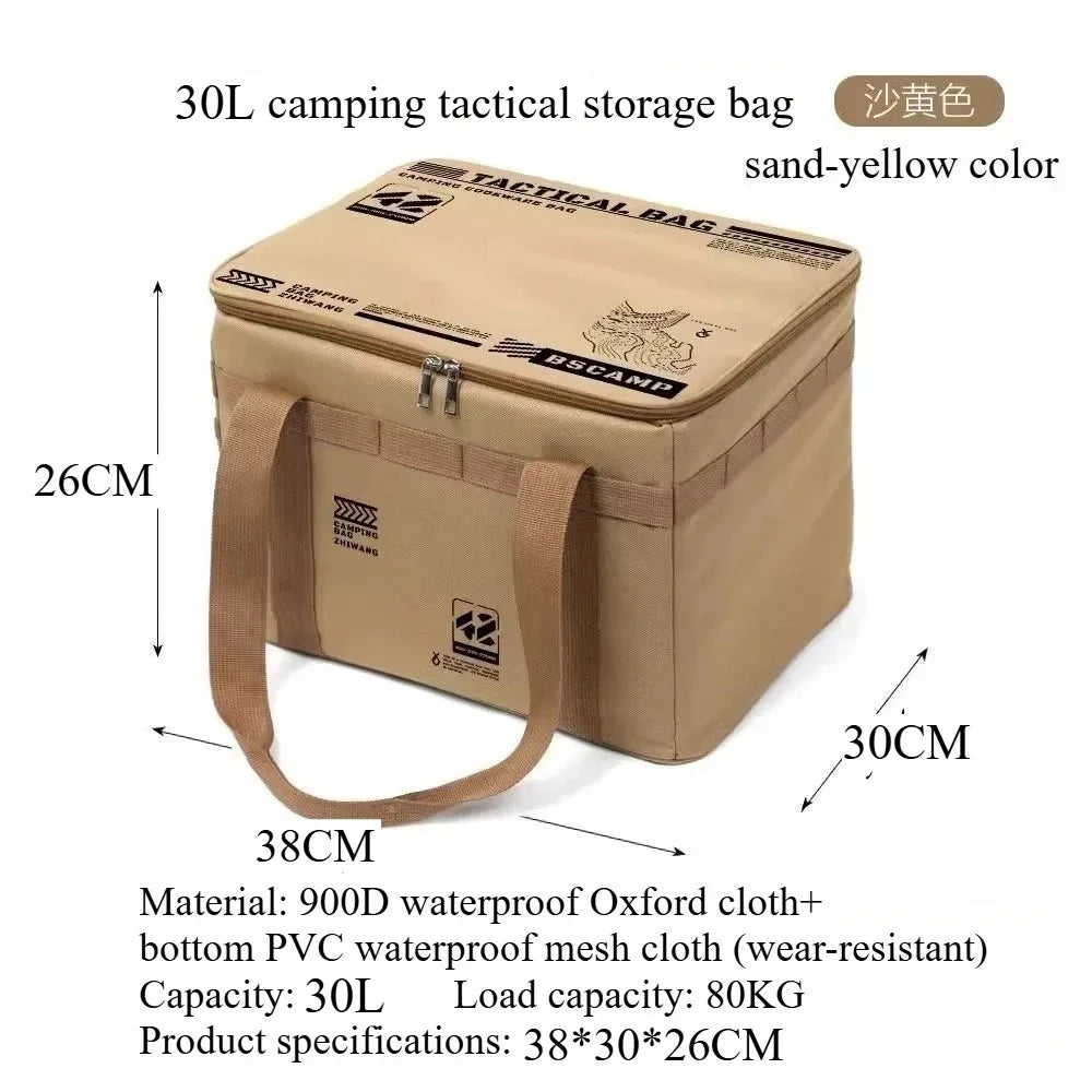 Outdoor Storage Bag 30-42L Large Capacity Folding Storage Box Picnic Camping Equipment Storage Box Portable Waterproof Handbag