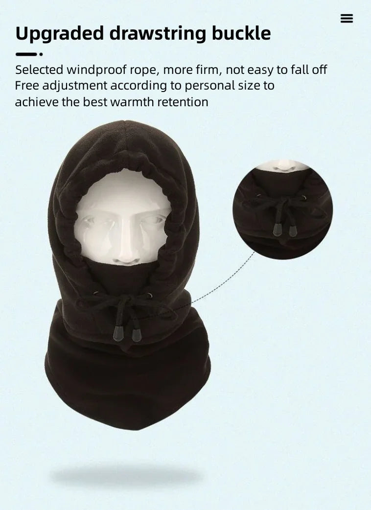 Winter Men's and Women's Hats Fashion Warm Hats Waterproof Warm Wool Balaclava Hats Hooded Neck Warm Hiking Scarves
