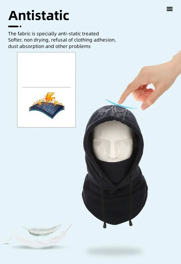 Winter Men's and Women's Hats Fashion Warm Hats Waterproof Warm Wool Balaclava Hats Hooded Neck Warm Hiking Scarves