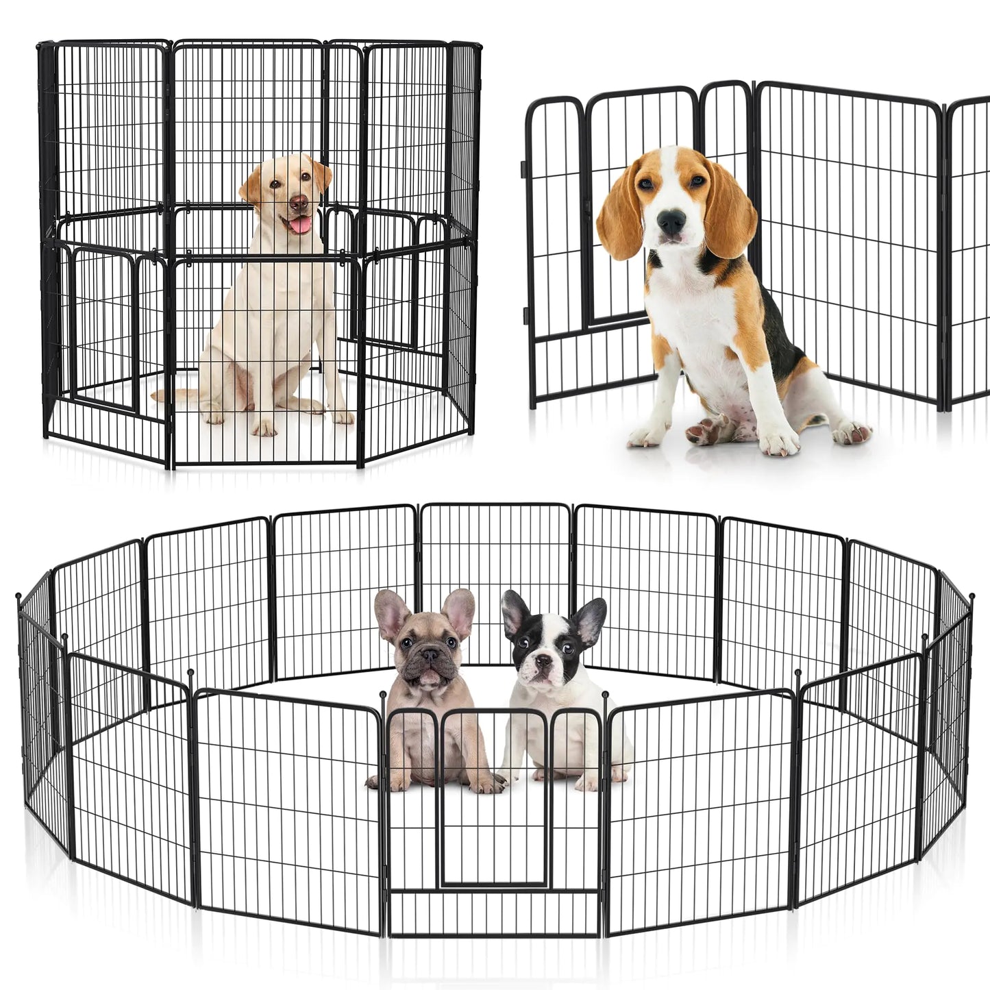 Garden Animal Barrier Fence - 16 Pc 48" Height - No Dig Fence with Gate - Rustproof Fencing for Dogs - Pet Fences for Dogs Outside Garden Fences and Borders for Dogs - Outside Dog Fence for The Yard