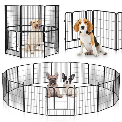 Garden Animal Barrier Fence - 16 Pc 48" Height - No Dig Fence with Gate - Rustproof Fencing for Dogs - Pet Fences for Dogs Outside Garden Fences and Borders for Dogs - Outside Dog Fence for The Yard