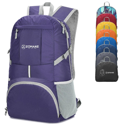ZOMAKE Packable Hiking Backpack Water Resistant 35L Lightweight Foldable Backpacks Daypack for Outdoor Hiking Women Men(Purple)